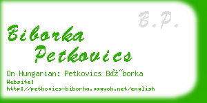 biborka petkovics business card